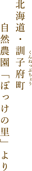 北海道・訓子府町(くんねっぷちょう)自然農園「ぽっけの里」より